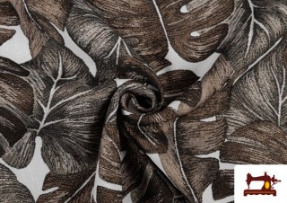 Comprar Tela Tapicería Jacquard Gobelino Estilo Tropical color Marrón