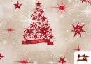 Comprar online Tela de Loneta Estampada con Dibujo de Navidad con Árboles y Estrellas Ancho 140cm