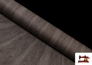 Tela Polipiel Sintética con Dibujo de  Madera Natural color Gris oscuro