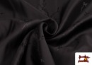 Venta de Tela de Forro de Raso con Dibujo Floral Tejido color Negro