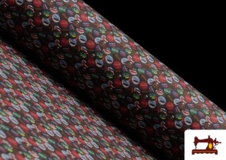 Tela de Algodón Estampada con Chapas de Bebidas Refrescantes Pepsi
