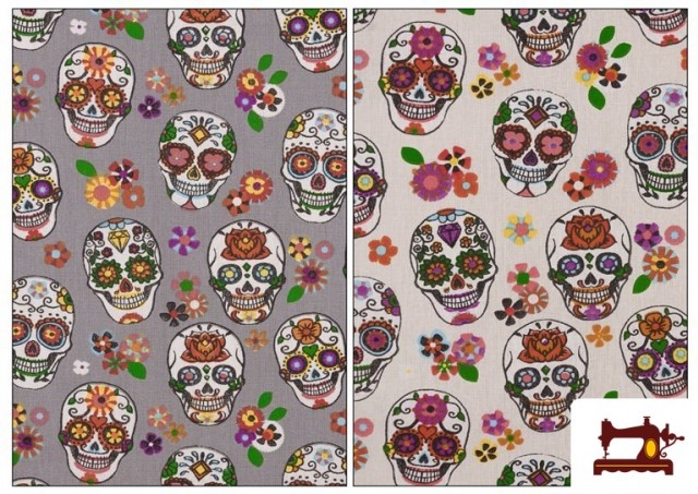 Tela para tapizar sofás de calaveras mexicanas (katrinas)