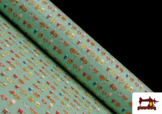 Tela de Popelín de Algodón con Estampado de Chocolate, Donuts, Pretzel y Croissant