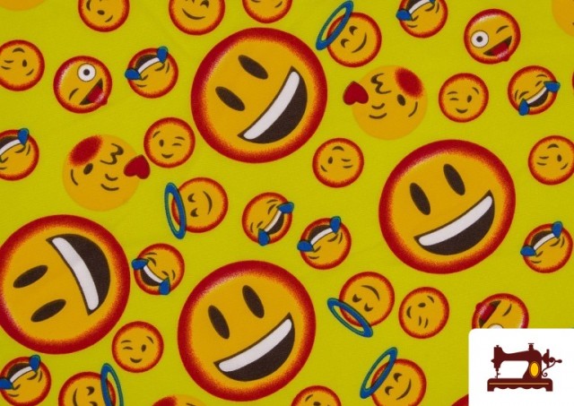 Tela Estampado Emoji Emoticono del Whats App