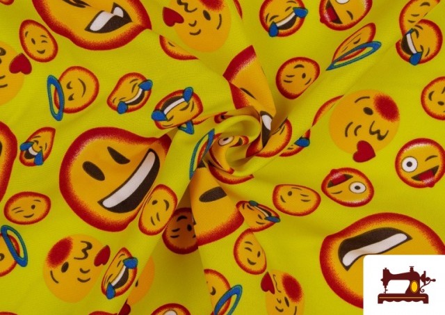 Venta online de Tela Estampado Emoji Emoticono del Whats App