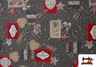 Tela de Loneta Estampado Navidad Esquí Ancho 140 cm