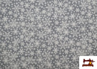 Tela de Loneta Copos de Nieve Ancho 280cm color Gris