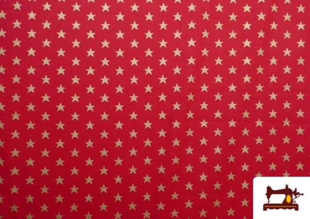 Venta online de Tela de Algodón Estrellas Brillantes de Navidad color Rojo