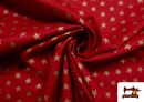 Tela de Algodón Estrellas Brillantes de Navidad color Rojo