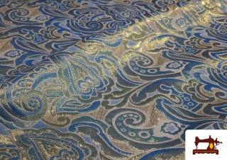 Venta online de Tela de Jacquard Brocado de Colores Ancho Especial 110 cm color Azul