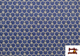 Venta de Tela de Algodón Estampado Geométrico Azul y Negro color Azul