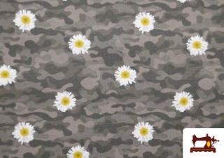 Comprar Tela Estampada de Camuflaje y Flores de Algodón