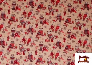 Tela de algodón con Buhos con Bufandas