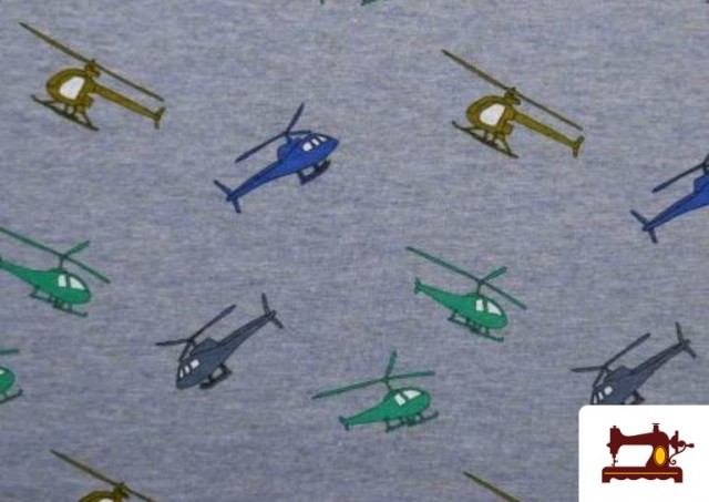 Comprar online Tela de Sudadera Flannel Estampado Helicópteros