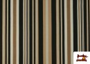 Venta online de Tela de Lino Estampado Rayas de Colores color Negro
