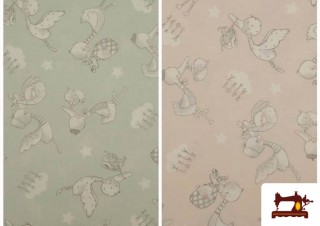 Comprar online Tela de Algodón Orgánico Estampado Cigueñas