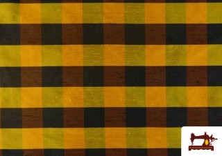 Tela de Seda Natural Shantung Tejido Cuadros Amarillo Tela de Seda Natural Shantung Tejido Cuadros Amarillo