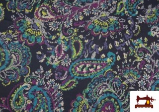 Comprar Tela de Satén Estampado Cachemir Azul