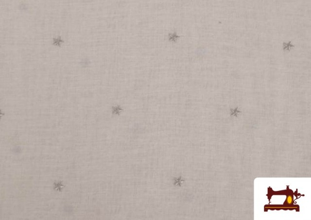 Venta online de Tela de Cortina Estampado Estrellas Bordadas color Gris claro