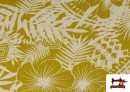 Punto de Viscosa Estampado Tropical Mostaza