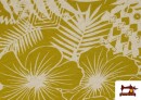 Venta de Punto de Viscosa Estampado Tropical Mostaza