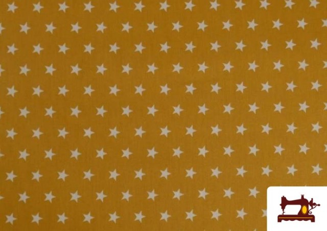 Venta online de Tela de Algodón de Colores Estrellas 1cm color Mostaza