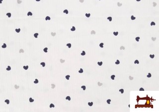 Comprar Tela de Piqué Canalé de Corazones color Azul Marino