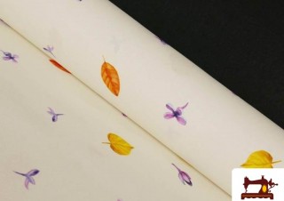 Tela de Antimanchas con Cenefa de Calabazas y Flores