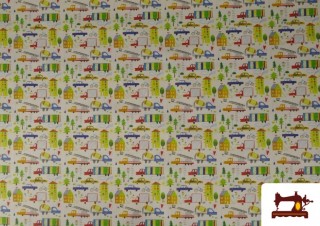 Tela de Algodón Estampado COCHES de Colores