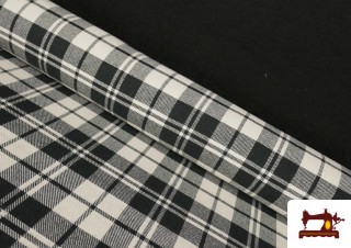 Tela de Viella Estampado Cuadros Negros