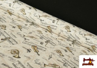 Tela de Algodón Estampado Violines