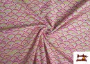 Venta online de Punto de Camiseta Estampado Arcoíris Rosas