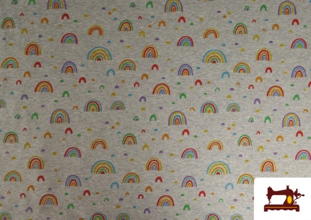 Tela de Sudadera Flannel Arcoiris