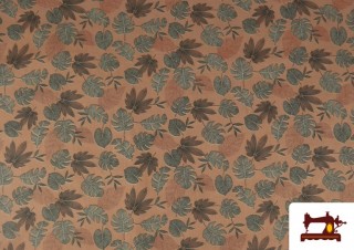 Tela de Algodón Estampado Tropical color Coral