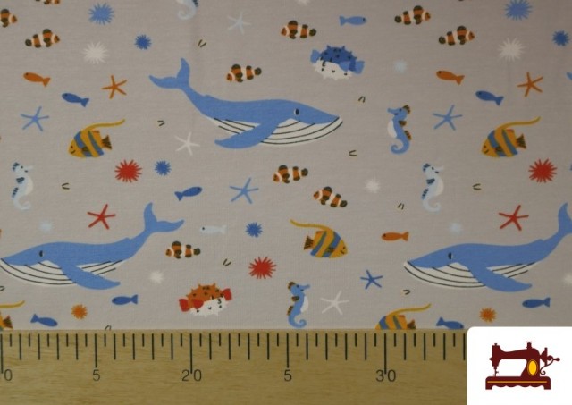 Venta online de Tela de Punto de Camiseta de Ballenas y Nemos