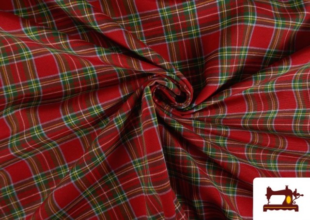 Venta online de Cuadro Escocés para Mantelería y Decoración Navidad ancho 305cm color Rojo
