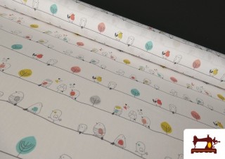 Comprar Tela de Pique de Algodón Estampado Pajaritos