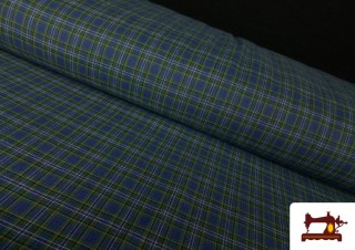 Tela de Viella Estampado Cuadros Pequeños Azul