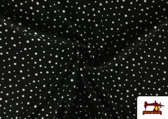 Venta de Tela de Viscosa Puntitos color Negro