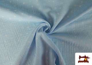 Tela de Muselina de Colores con Estrellas color Azul