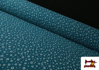 Tela de Muselina con Flores color Verde Petróleo