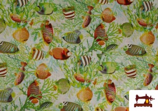 Comprar Tela de Loneta Estampada con Peces para Decoración