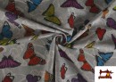 Venta online de Tela de Loneta Estampado de Mariposas