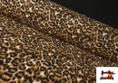 Tela de Punto de Licra Estampada Leopardo Marrón
