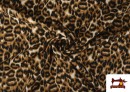 Comprar online Tela de Punto de Licra Estampada Leopardo Marrón