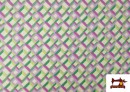 Comprar online Tela de Creppe Estampado Rombos color Verde botella