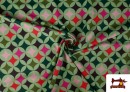Comprar online Tela de Creppe Geométrica Multicolor color Rosa