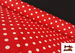 Tela de Lunares de Tergal de Colores color Rojo