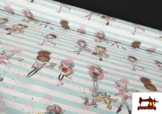 Tela de Algodón Estampado Chicas
