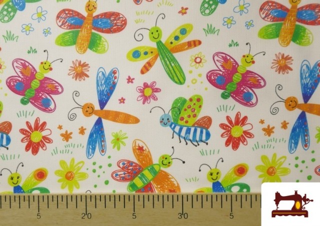 Comprar online Tela de Pique de Algodón Estampado Mariposas Multicolor